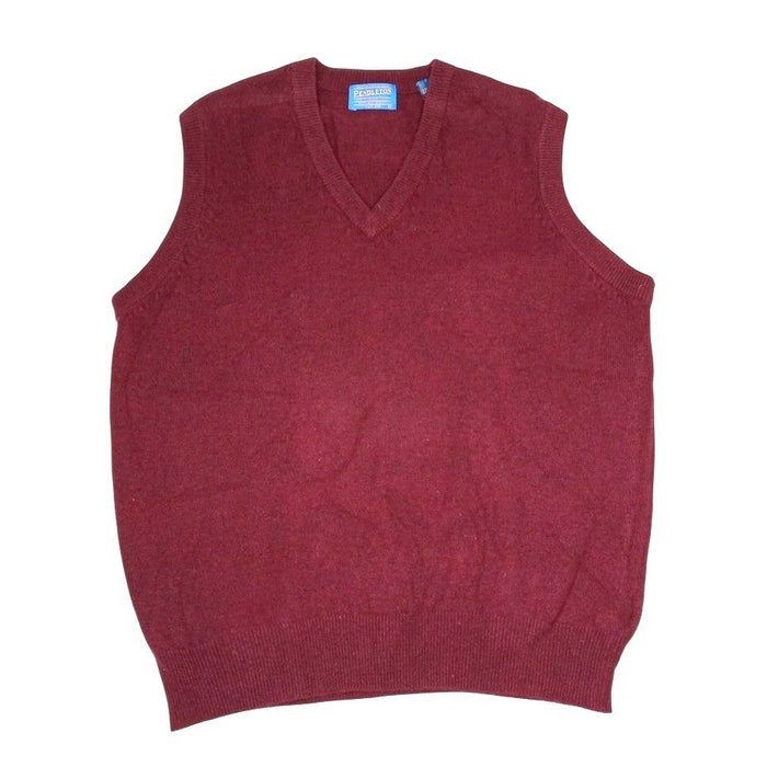 Vintage Pendleton Men's V Neck Sweater Vest Burgundy 100% Lambs Wool Size L0