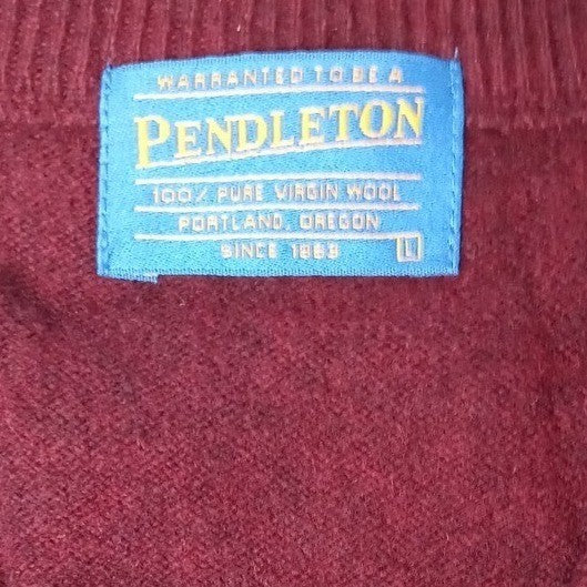 Vintage Pendleton Men's V Neck Sweater Vest Burgundy 100% Lambs Wool Size L2