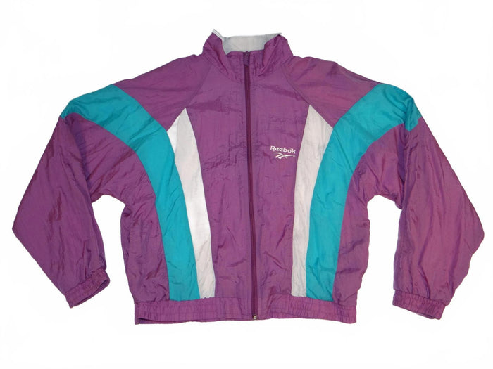 Vintage Reebok Women's Windbreaker Jacket Purple Teal White0