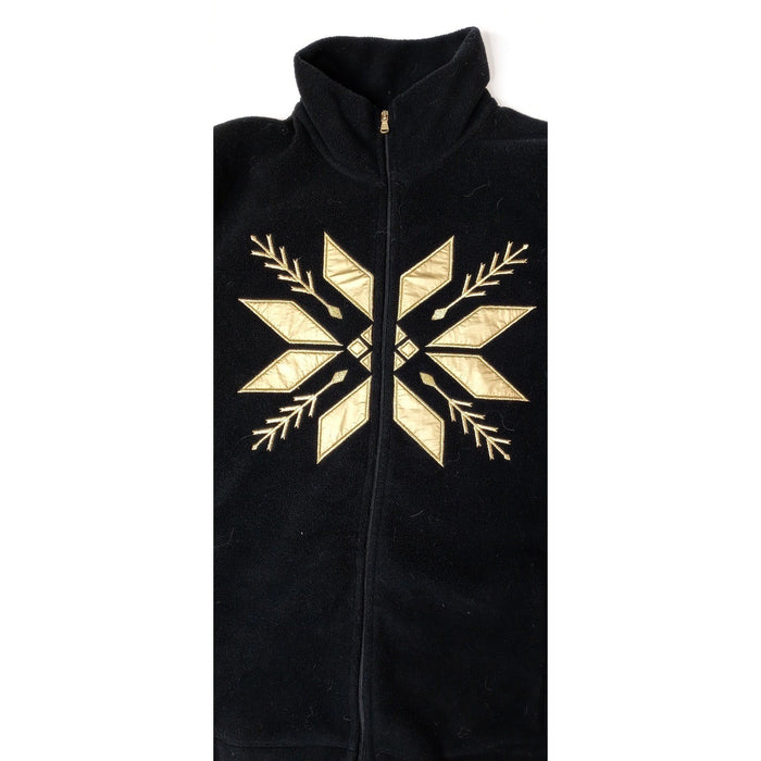 Vintage RL Ralph Lauren Active Petite Black Fleece Zip Jacket Gold Snowflake   M1