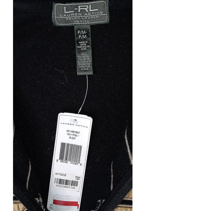 Vintage RL Ralph Lauren Active Petite Black Fleece Zip Jacket Gold Snowflake   M2