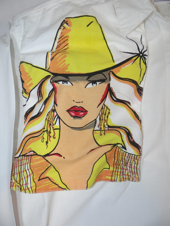 Vintage White Rodeo Rose Cowgirl Western Style Button Up Size Small2