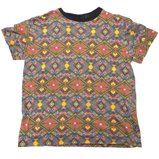 Vintage WXYZ Mens Small Geometric Tribal Print T Shirt Short Sleeve Crewneck0