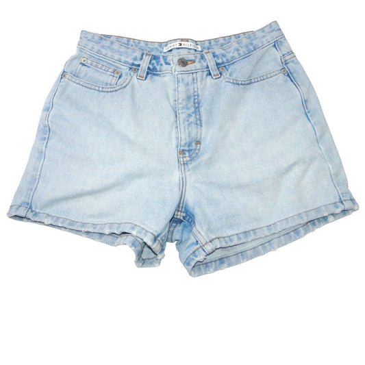 Vintage Y2K Tommy Hilfiger Light Wash Denim High Waisted Shorts Womens Size 80