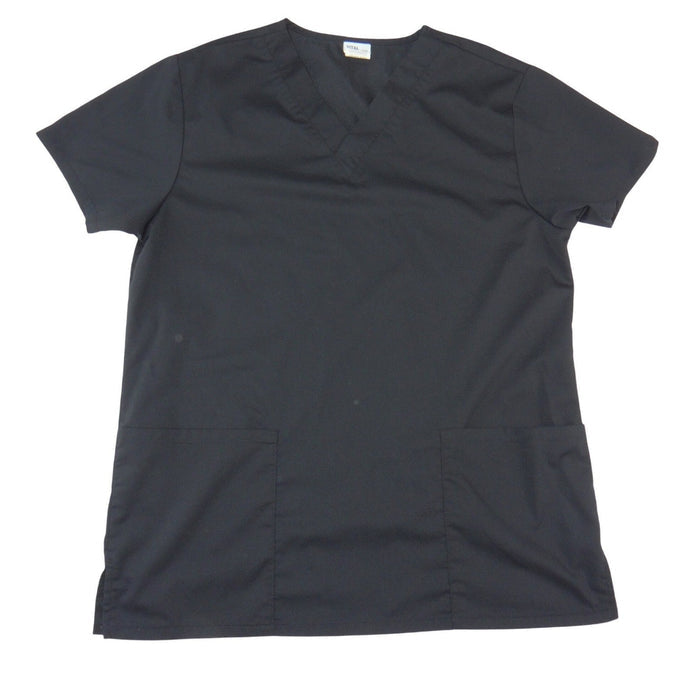 Vital Threads Womens Black V Neck Scrub Top Short Sleeve VT501C Size Medium0