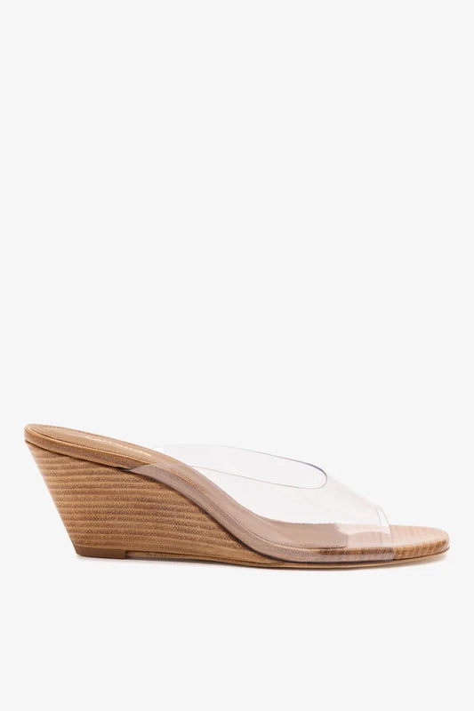 Vivi Wedge Mule In Clear Vinyl Mule Larroudé