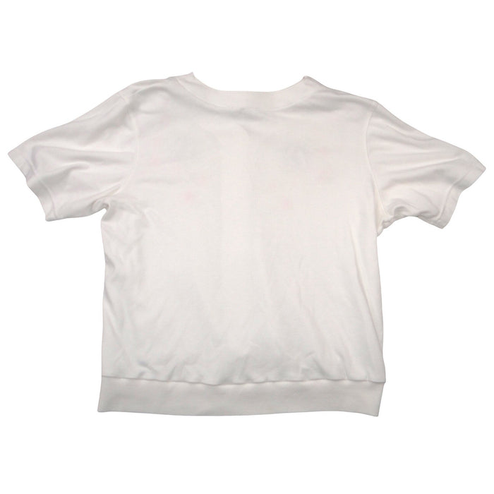 VTG Alfred Dunner Women White Floral Embroidered Button Front Short Sleeve Top L2