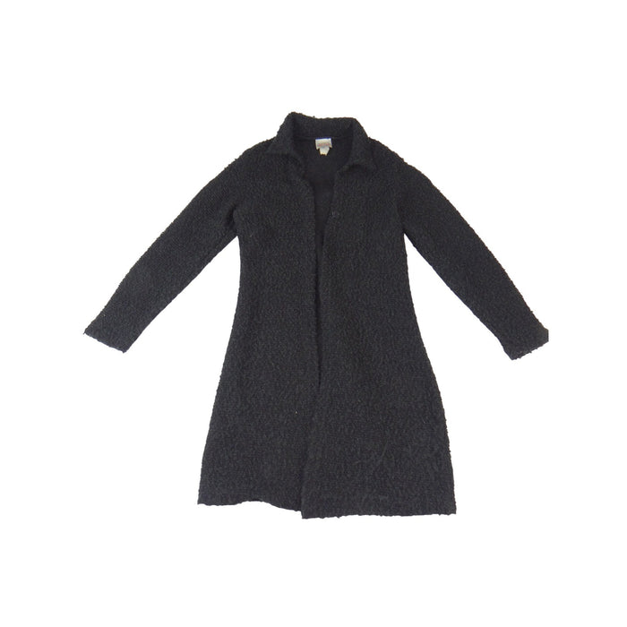 Vtg American Cruiser Womens Black Boucle Sherpa Longline Duster Cardigan Jacket0