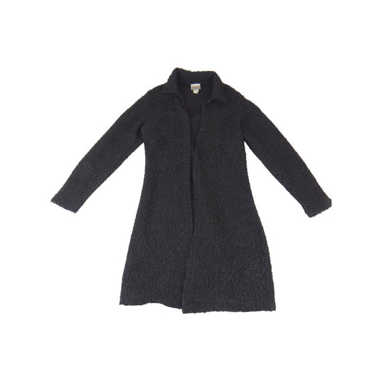 Vtg American Cruiser Womens Black Boucle Sherpa Longline Duster Cardigan Jacket0