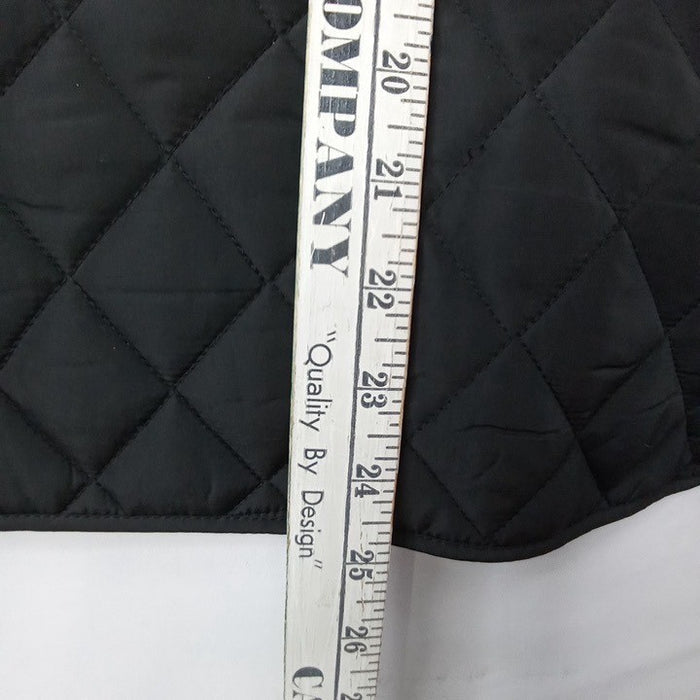 VTG Caribbean Joe Quilted Vest Black Blue Floral Lining Stand Collar Pockets M7