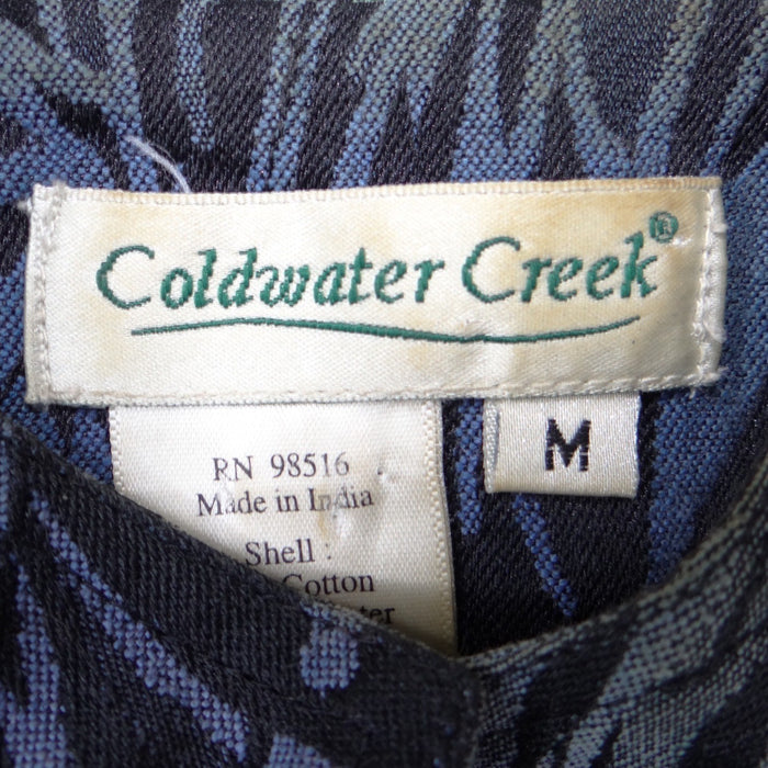 VTG Coldwater Creek Womens Blue Botanical Jacquard Mandarin Collar Jacket Size M1
