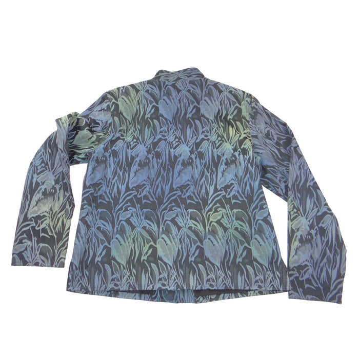 VTG Coldwater Creek Womens Blue Botanical Jacquard Mandarin Collar Jacket Size M2