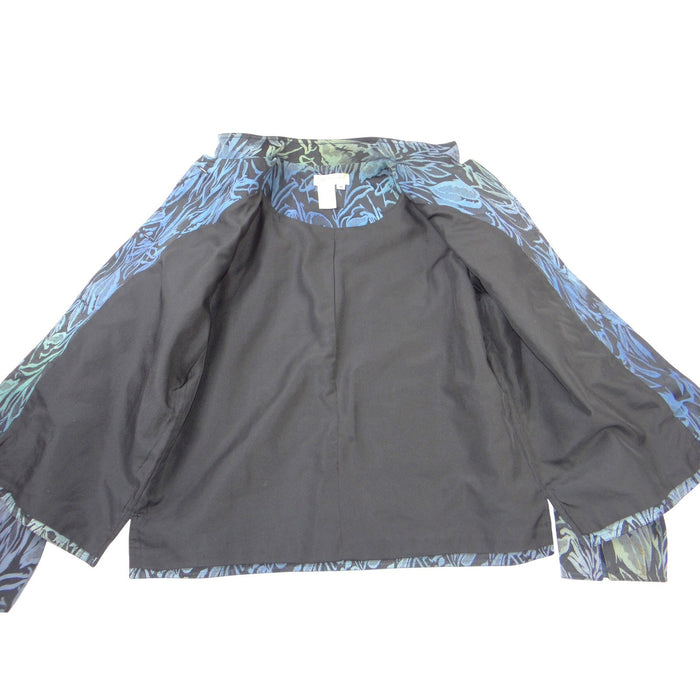 VTG Coldwater Creek Womens Blue Botanical Jacquard Mandarin Collar Jacket Size M3