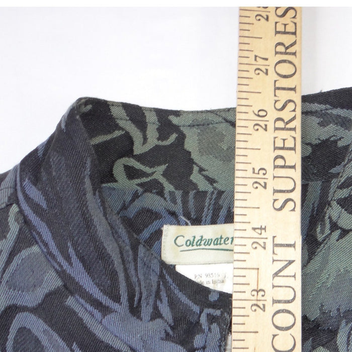 VTG Coldwater Creek Womens Blue Botanical Jacquard Mandarin Collar Jacket Size M7