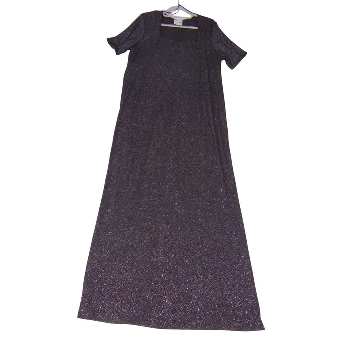 VTG Delta Burke Collection Womens 1X Black Holographic Glitter Maxi Dress0