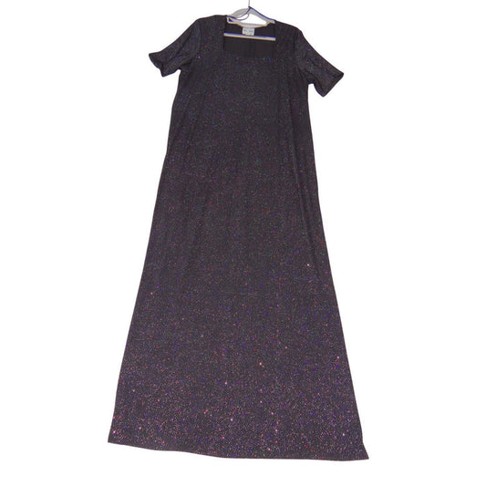 VTG Delta Burke Collection Womens 1X Black Holographic Glitter Maxi Dress0