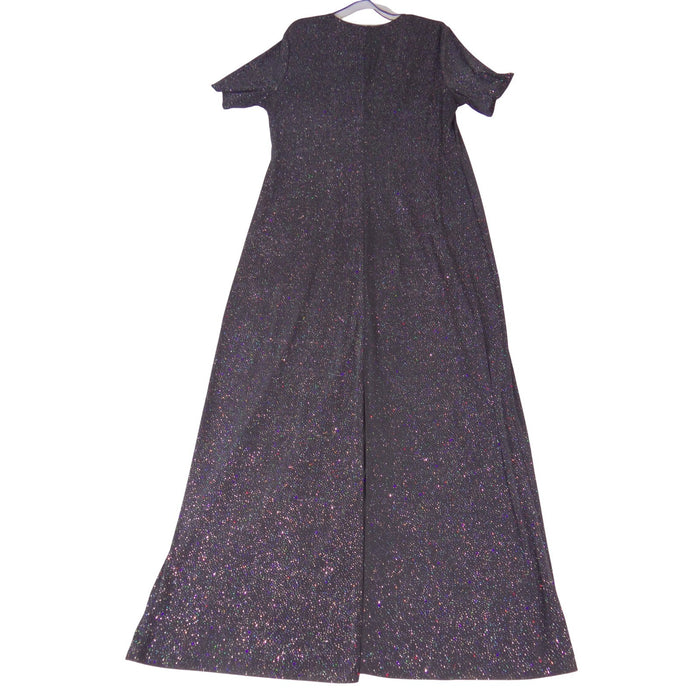 VTG Delta Burke Collection Womens 1X Black Holographic Glitter Maxi Dress1