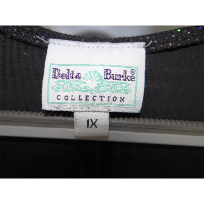 VTG Delta Burke Collection Womens 1X Black Holographic Glitter Maxi Dress2