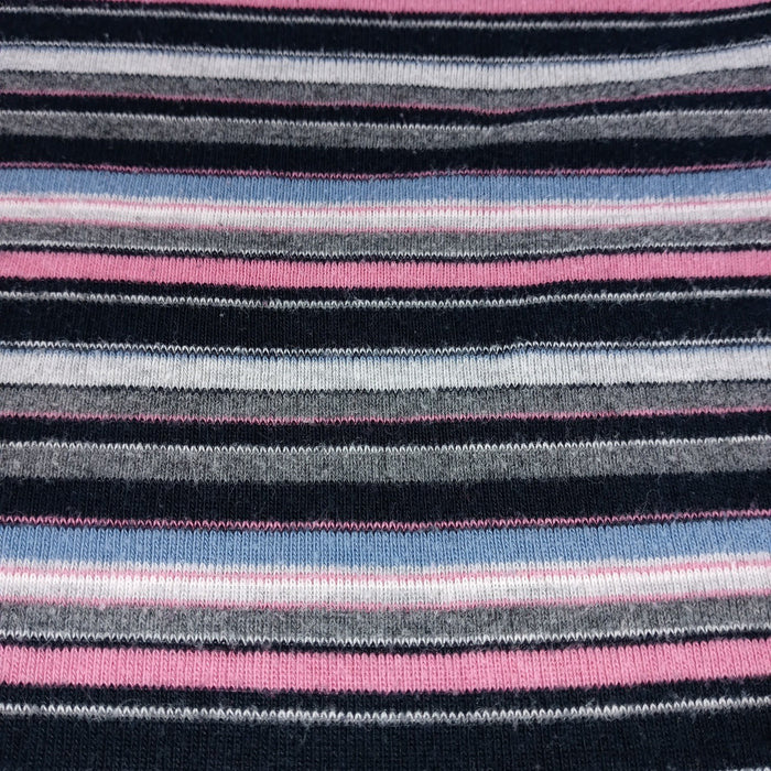 VTG Erika Striped Lace Up Collar Long Sleeve Womens Sz L Pink Black Gray Blue4