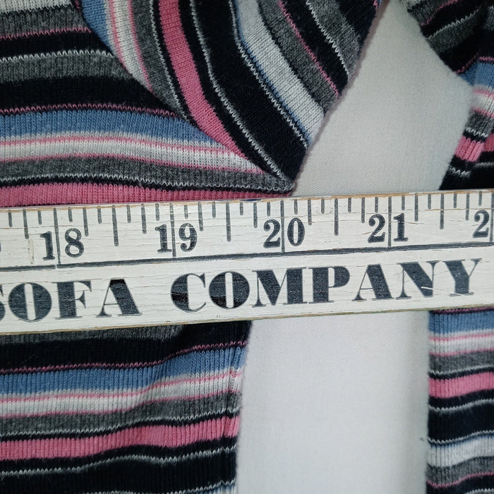 VTG Erika Striped Lace Up Collar Long Sleeve Womens Sz L Pink Black Gray Blue5
