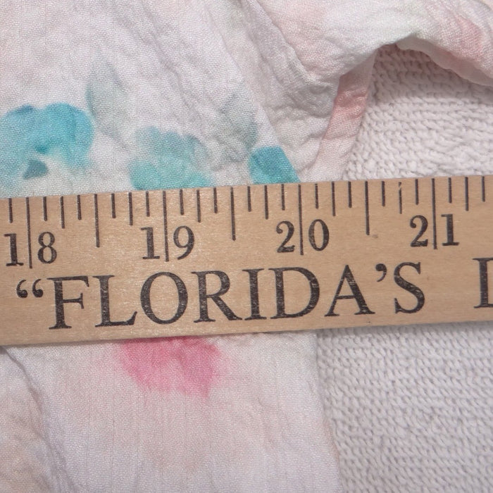 VTG Floral Peter Pan Collar Blouse Short Sleeve Pastel Watercolor Textured Top L3