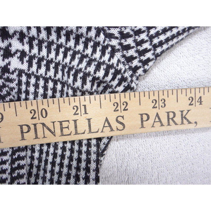 VTG Kasper Women Black White Houndstooth Plaid Open Front Cardigan Sweater Large3