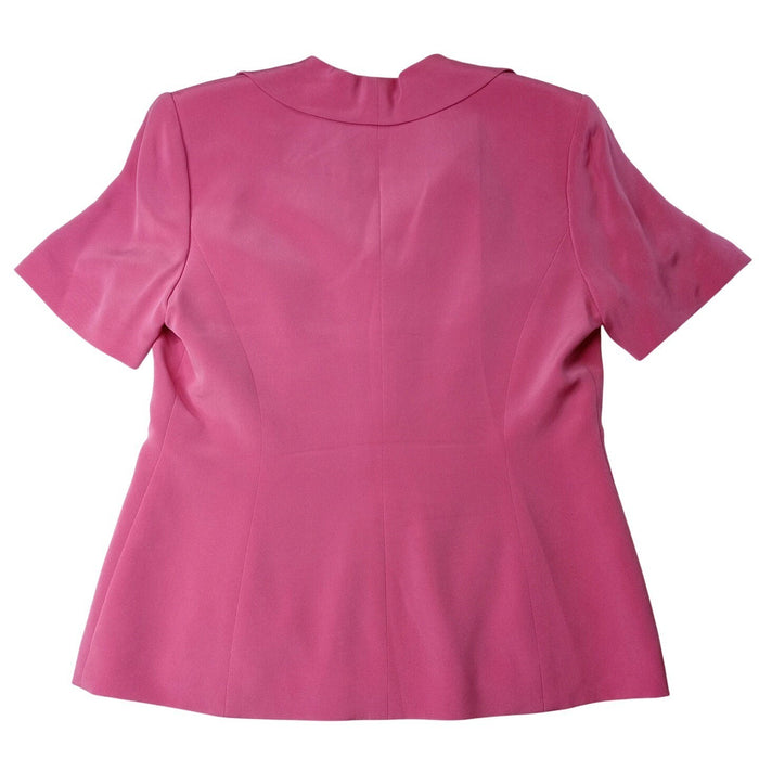 VTG Preston & York Silk Pink Blazer Skirt Suit Womens 12 Short Sleeve Tailored2