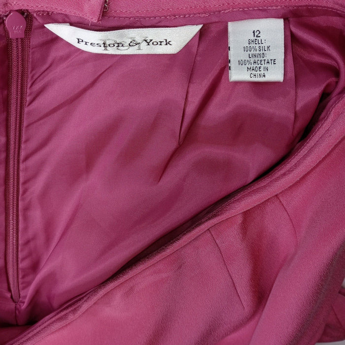 VTG Preston & York Silk Pink Blazer Skirt Suit Womens 12 Short Sleeve Tailored4