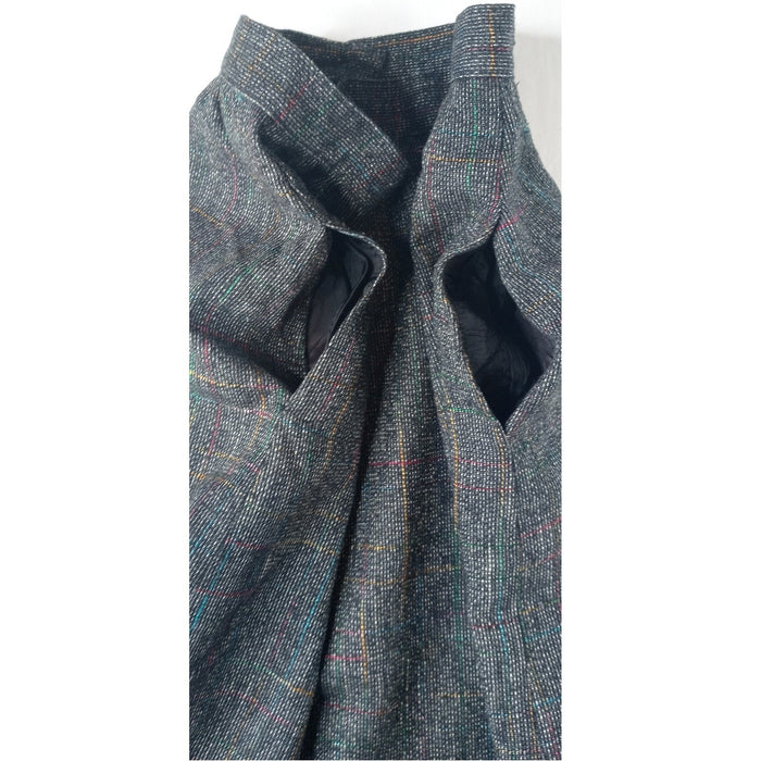 VTG Womens Plaid Tweed Maxi Skirt Dark Multi Color Classic Tailored Knee Length6