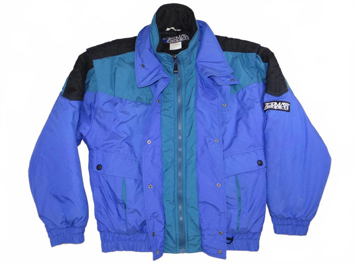 VTG Zermatt Men's Blue and Teal Nylon Winter Jacket   Med1