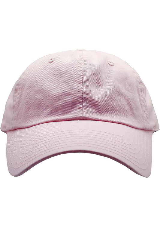 American Needle Washed Slouch Raglan Hat in pink with slouchy fit on washed cotton twill festival baseball cap — front view