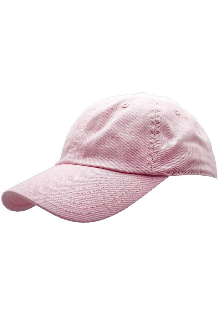 American Needle Washed Slouch Raglan Hat in pink with slouchy fit on washed cotton twill festival baseball cap — side view