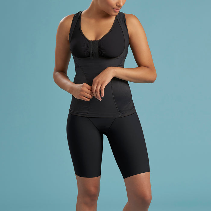 Marena Shape style ME-807 Wear-your-own-bra compression camisole front view, in black