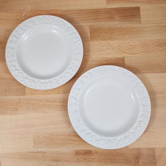 Wedgwood Cream Bread & Butter Plate 2 Set Embossed Queens Ware Etruria Barlaston