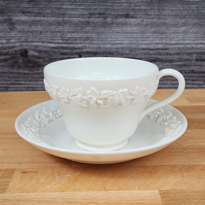 Wedgwood Cream Tea Cup & Saucer 3 Set Embossed Mug Queens Ware Etruria Barlaston