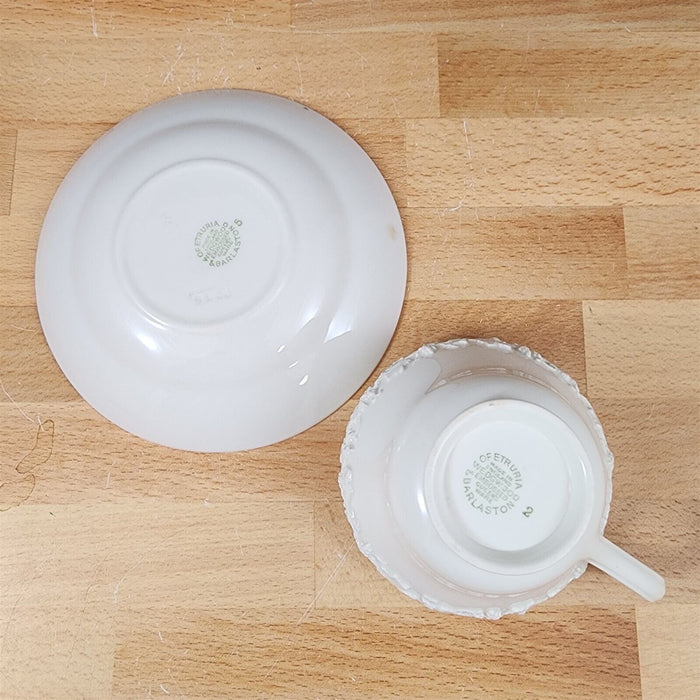 Wedgwood Cream Tea Cup & Saucer 3 Set Embossed Mug Queens Ware Etruria Barlaston
