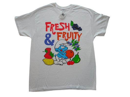 White Fresh & Fruity Smurf Graphic T-Shirt