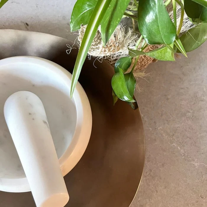 WHITE MARBLE MORTAR & PESTLE