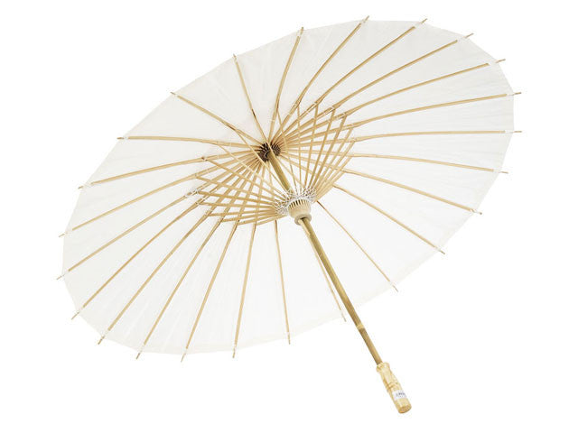 Off-White/Biege Paper Parasol side view with handle