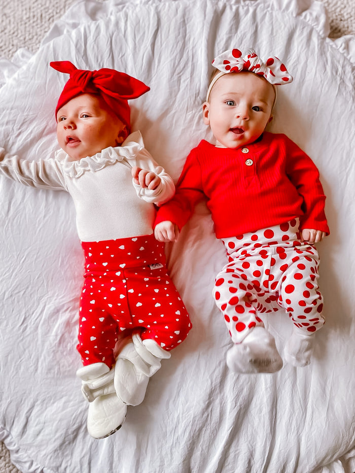 White Red Polka Dots Leggings