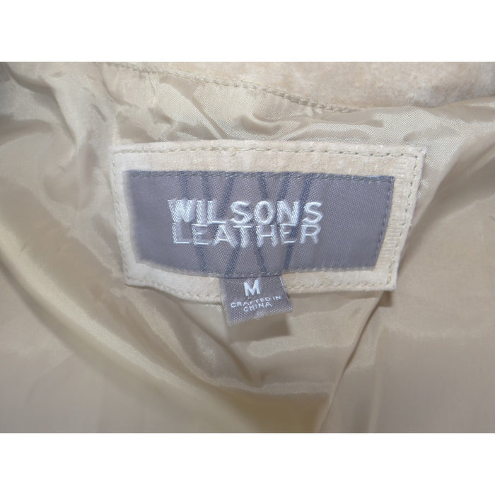 Wilsons Leather Tan Beige Suede Blazer Jacket 3 Button Professional Womens Med2