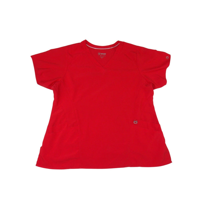 Wink W123 Red V Neck Scrub Top Womens XL Short Sleeve Medical Uniform 34040
