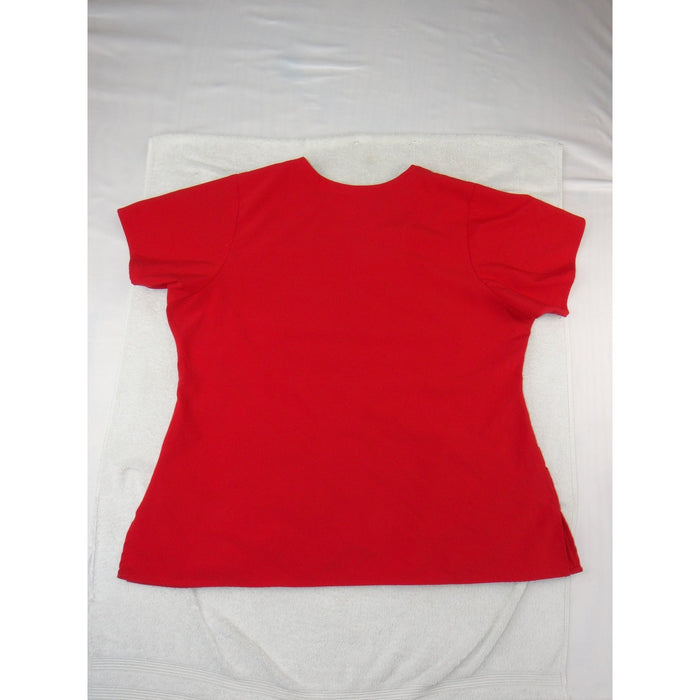 Wink W123 Red V Neck Scrub Top Womens XL Short Sleeve Medical Uniform 34041