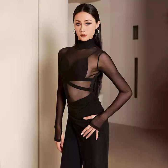 Women's Black Dance Wear Training Performance Mesh Srts