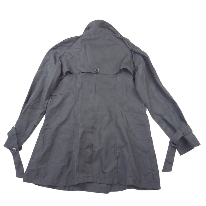 Womens Black Double Breasted Trench Coat XL Cuff Ties Mid Length Jacket3
