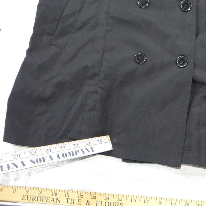 Womens Black Double Breasted Trench Coat XL Cuff Ties Mid Length Jacket4
