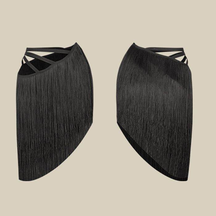 Women's Black Tassel Dance Srt Training Performance Dancewear