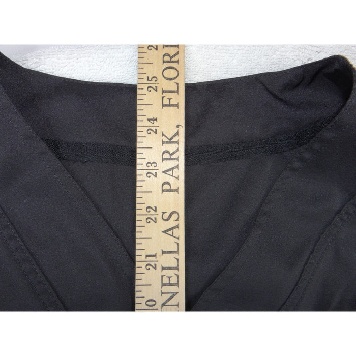 Womens Black V Neck Scrub Top Side Zip Short Sleeve Small 34215