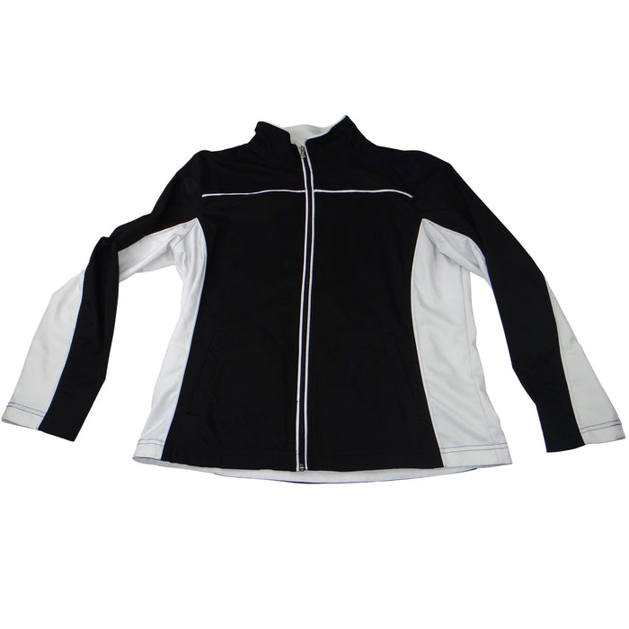 Womens Black White Colorblock Full Zip Track Jacket Size Large Athletic0