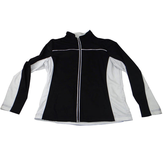 Womens Black White Colorblock Full Zip Track Jacket Size Large Athletic0